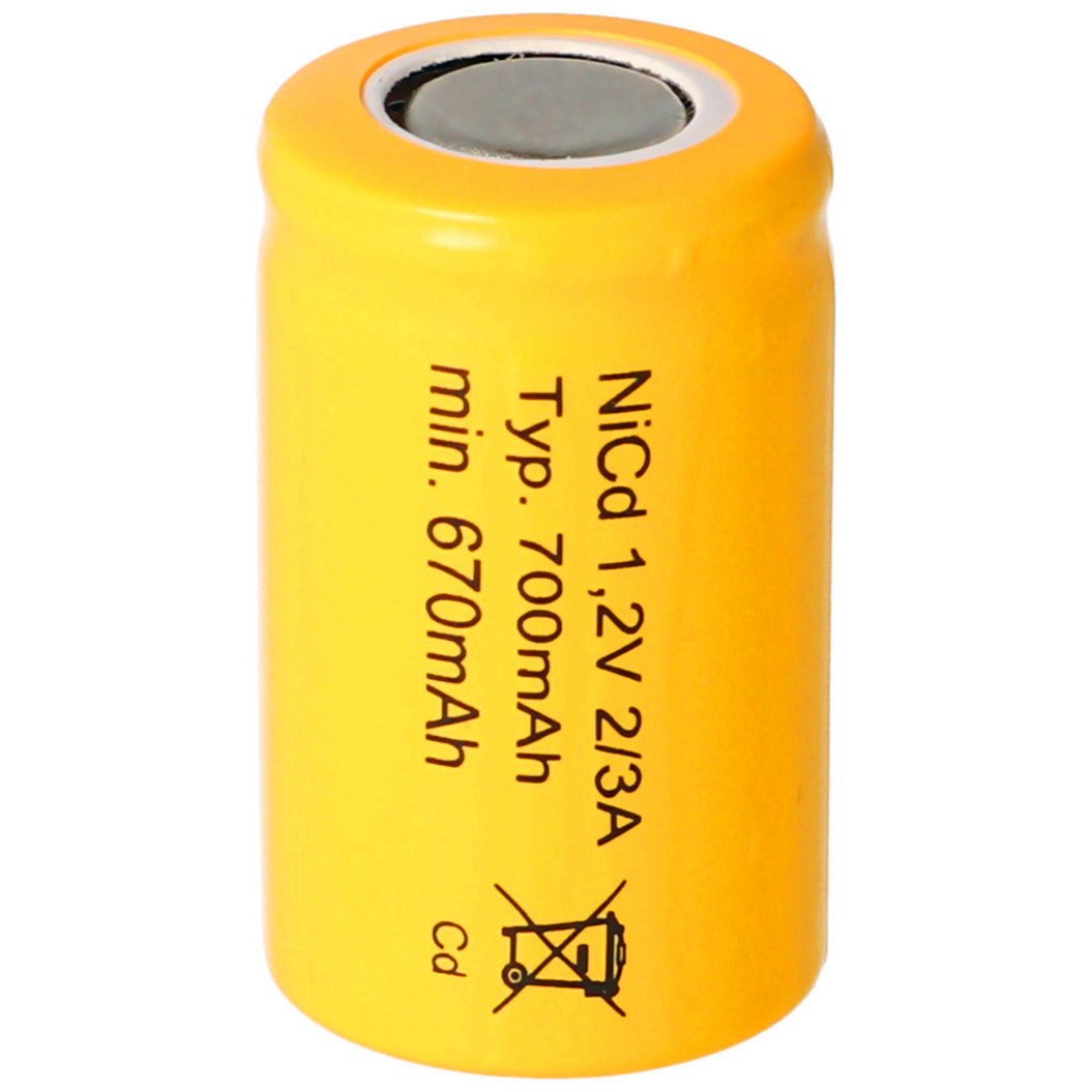 1.2v 700mAh NiCD  2/3A battery 28x17mm
