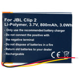 3.7V 800mAh 3.0Wh battery for JBL CLIP2BLKAM, P04405201
