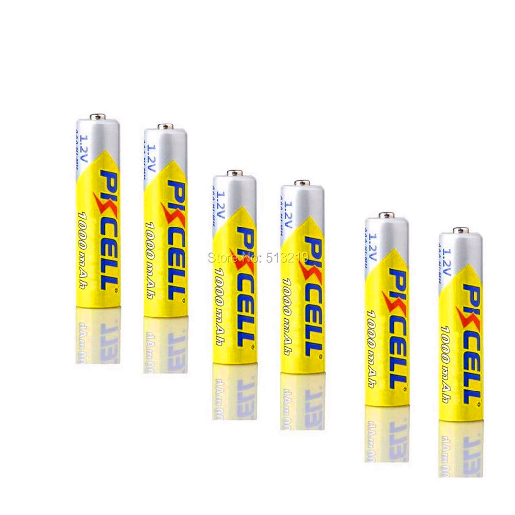 6 pieces 1.2 V 1000mAh AAA rechargeable Ni-Mh batteries