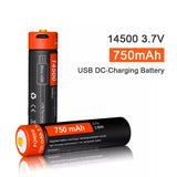 14500 750 mAh 3.7V USB li-ion battery Actual capacity USB DC charging advanced intelligent battery