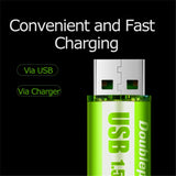 2pcs 1.5V 1800mWh USB AA Rechargeable Lithium Ion Battery for Remote Mouse Fan Electric Toys
