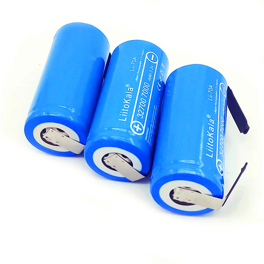 4 Peças Bateria Lii-70A de Alto Desempenho 3.2V 32700 7000mAh 6500mAh LiFePO4 com Descarregamento Contínuo de 35A-55A + Folha de Níquel