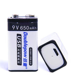 USB rechargeable 9v 650mAh lithium-ion battery 6F2 2 lithium-ion battery for toy remote control KTV multimeter microphone
