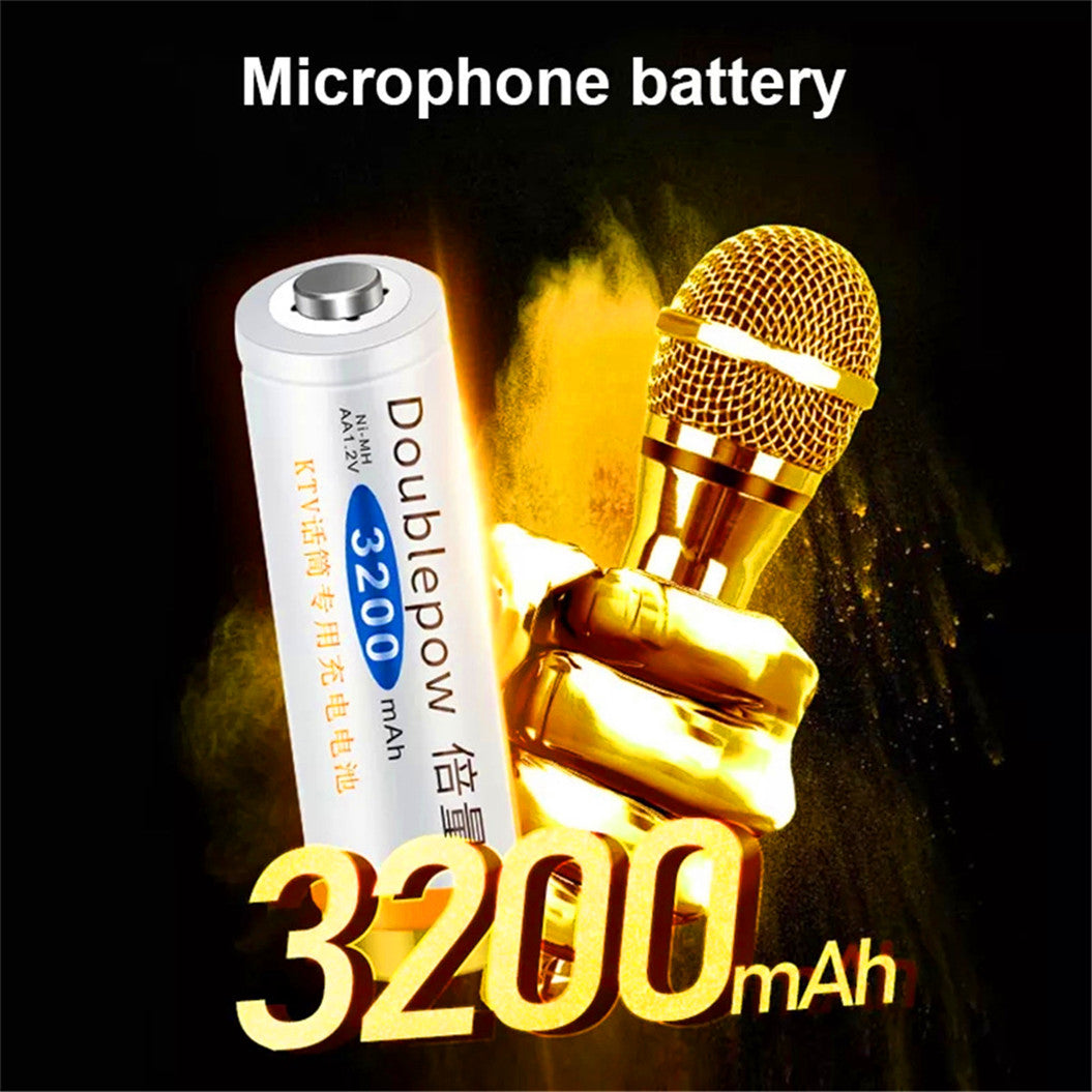 4 peças de bateria recarregável Ni-MH AA de alta capacidade 3200mAh 1.2V para brinquedo, termômetro, mouse, calculadora