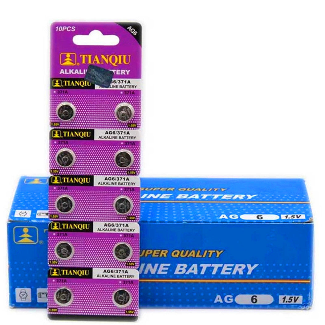 200 pieces = 20 cards AG6 1.55 V alkaline button battery 371 d371 605 sr920sw sr69 Advertising watch button battery