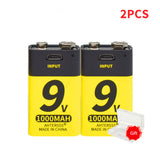 2 pieces 9V USB battery lithium 6f22 9V lithium-ion battery for multimeters, smoke detectors, metal detectors and other batteries