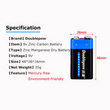 2PCS 9V battery 6f22 primary battery and dry battery, used for multimeter alarm microphone iron box disposable battery