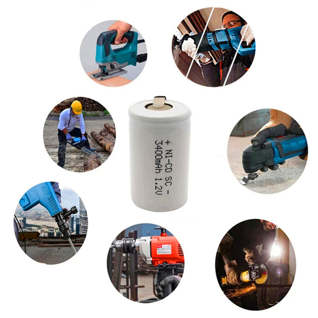 12 PCS SC 3400 mAh 1.2 V battery 1.2 V Sub C NI CD battery, with drill / screwdriver weldment