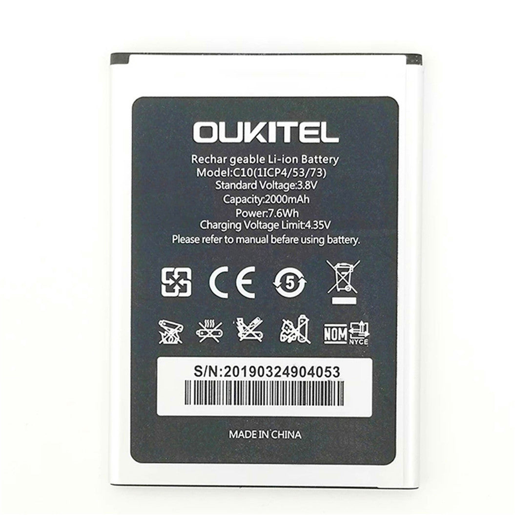 3.8V 2000mAh Li-Ion replacement battery for Oukitel C10 / C10 PRO C10pro