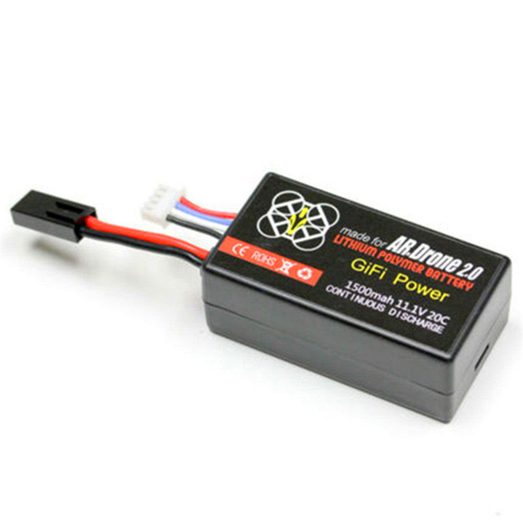11.1v 1500mah 20C LiPo battery with 2 Parrot AR plugs. UAV 2.0 quadcopter
