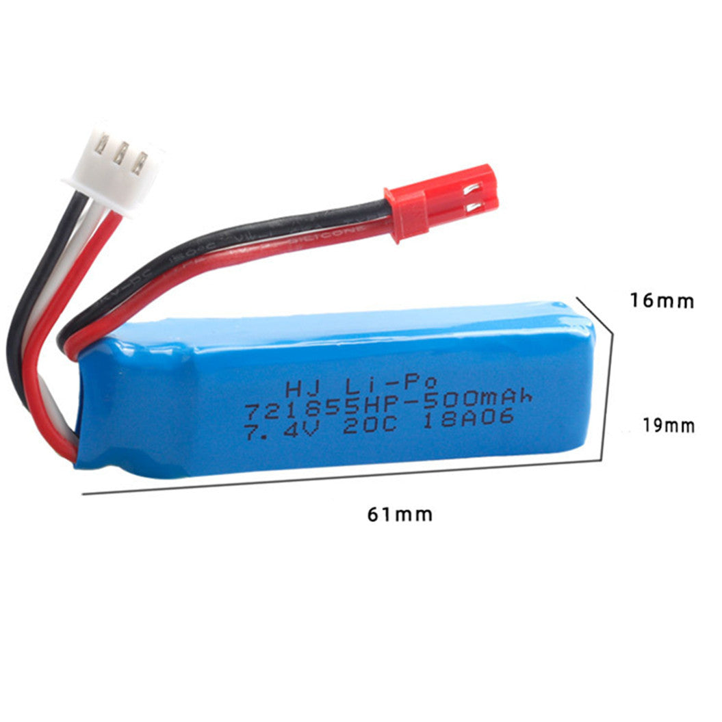 2 pieces 7.4v 500mAh 721855 li-polymer battery for WLtoys A202 A212 A222 Remote control high speed toy cars