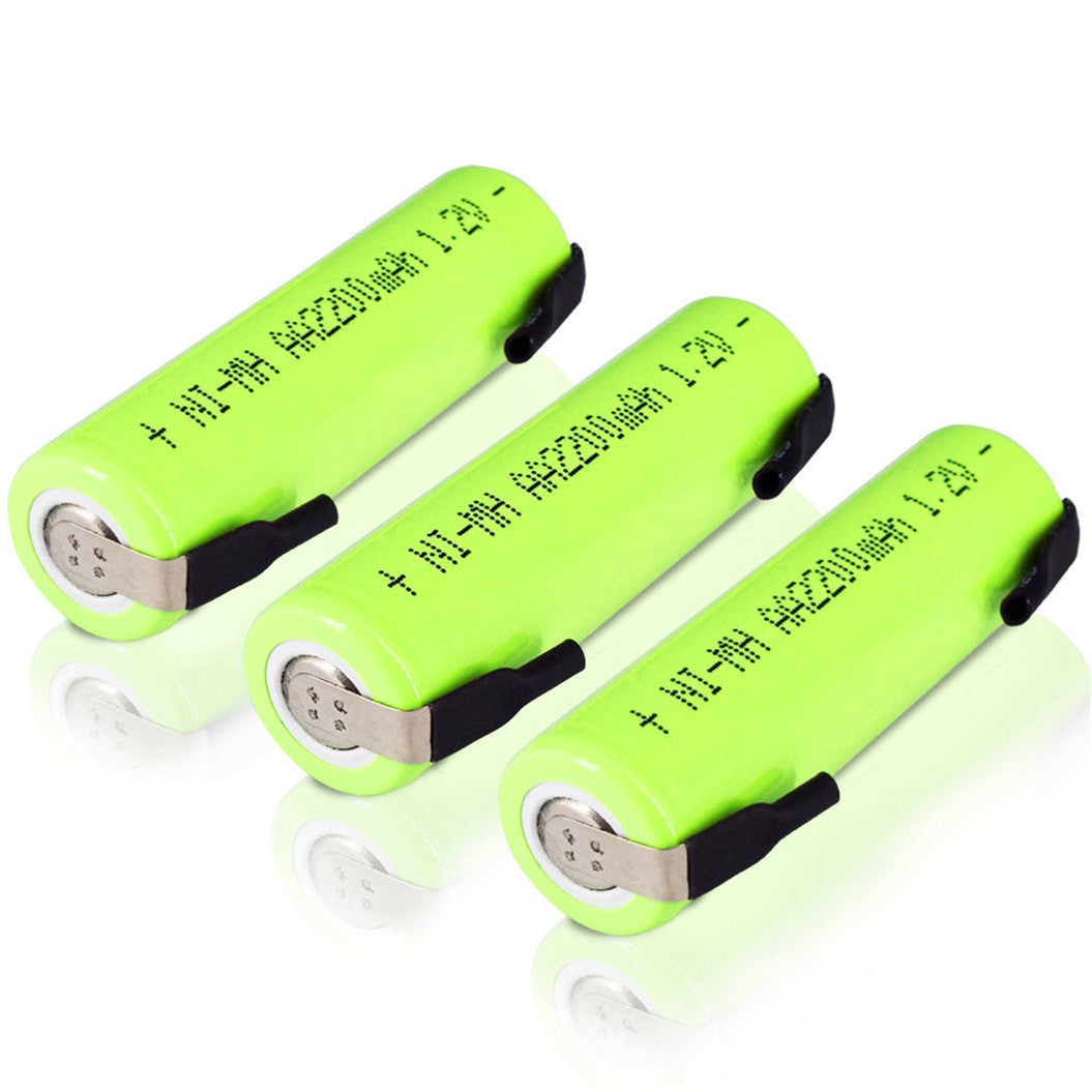 2pcs 1.2V AA rechargeable battery 2200mah Nimh Cell Welding Tab for Electric Shaver Toothbrush