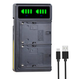 2Pc 7200mAh NP-F960 NP F970 Camera Battery + LCD USB Charger for NP-F550 F770 F750 F960 FM500H FM70 QM91D QM71D HVR-V1J