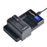 2PC 5200mAH NP-F750 NP-F770 Li-Ion camera battery + LCD USB dual charger for NP F970 f960 F550