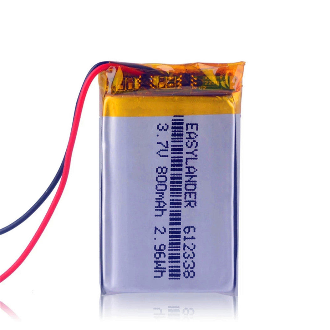 Bateria Li-Polymer 612338 3.7V 800mAh para MP4, GPS, Brinquedos, DVR570, FD6SG, HD50G, TEXET FHD 570 DVR, 3GP, Gmini HD50G