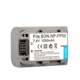 1000mAh NP-FP50 NP FP50 Camera Battery For Sony NP-FP60 NP-FP90 DCR-SX40 SX40R SX41 Accumulator