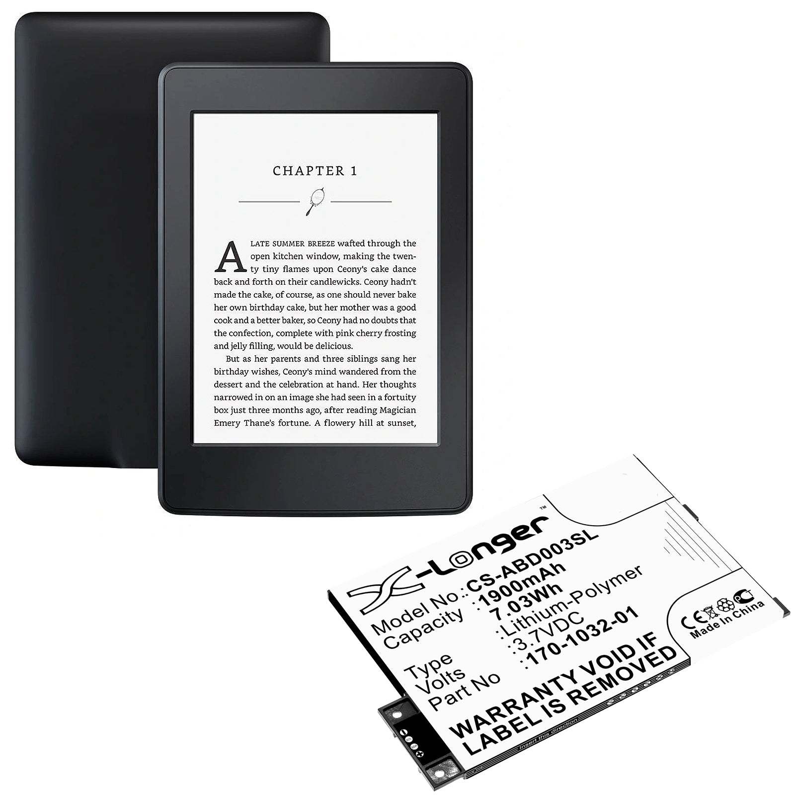 3.7V 1900mAh E-book, E-reader battery for Kindle 3 Kindle 3 Wi-fi Kindle 3G Kindle Graphite Kindle III Li-Polymer