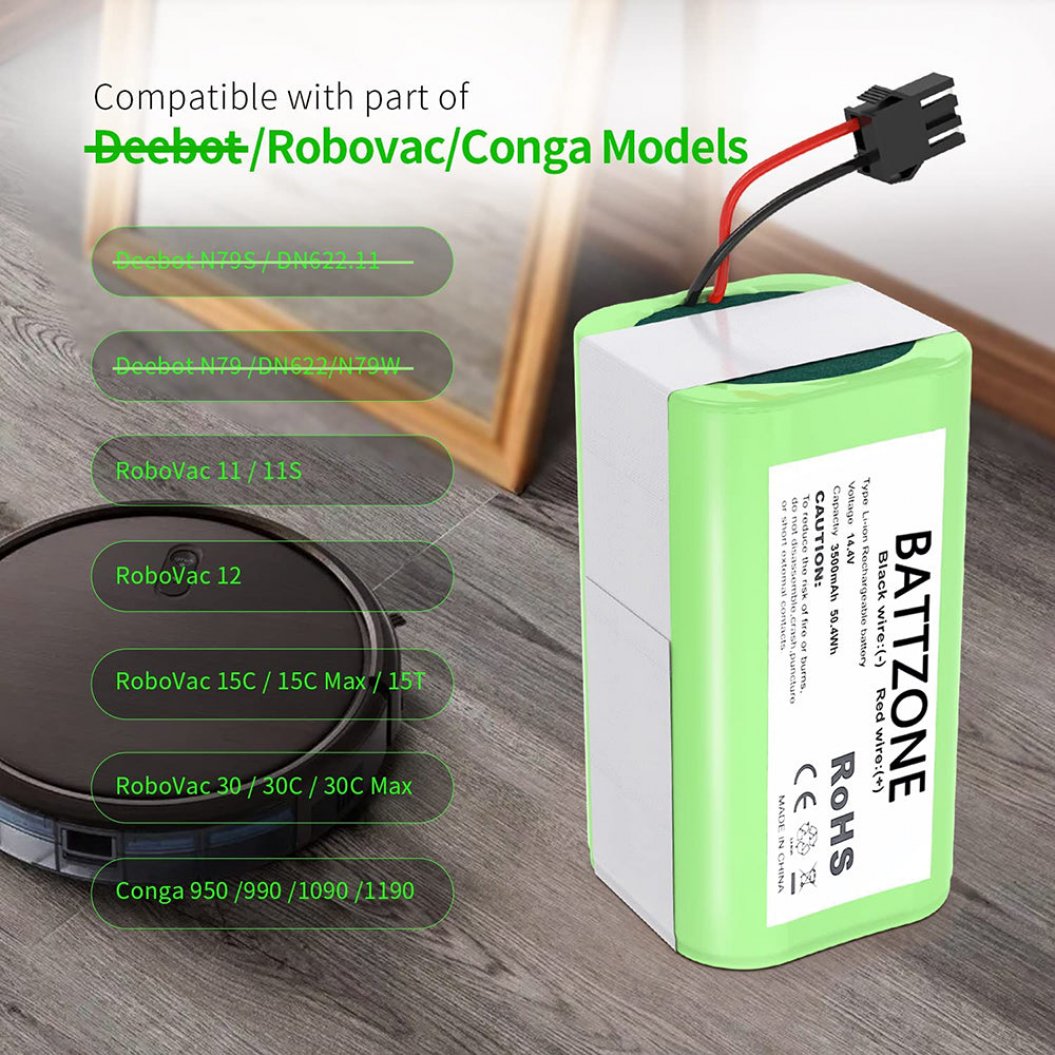 Batterie de remplacement Li-Ion 14,4 V 3500 mAh pour Conga Excellence Conga Excellence y, Conga Excellence 990, Conga Excellence 950, Conga Excellence 1090