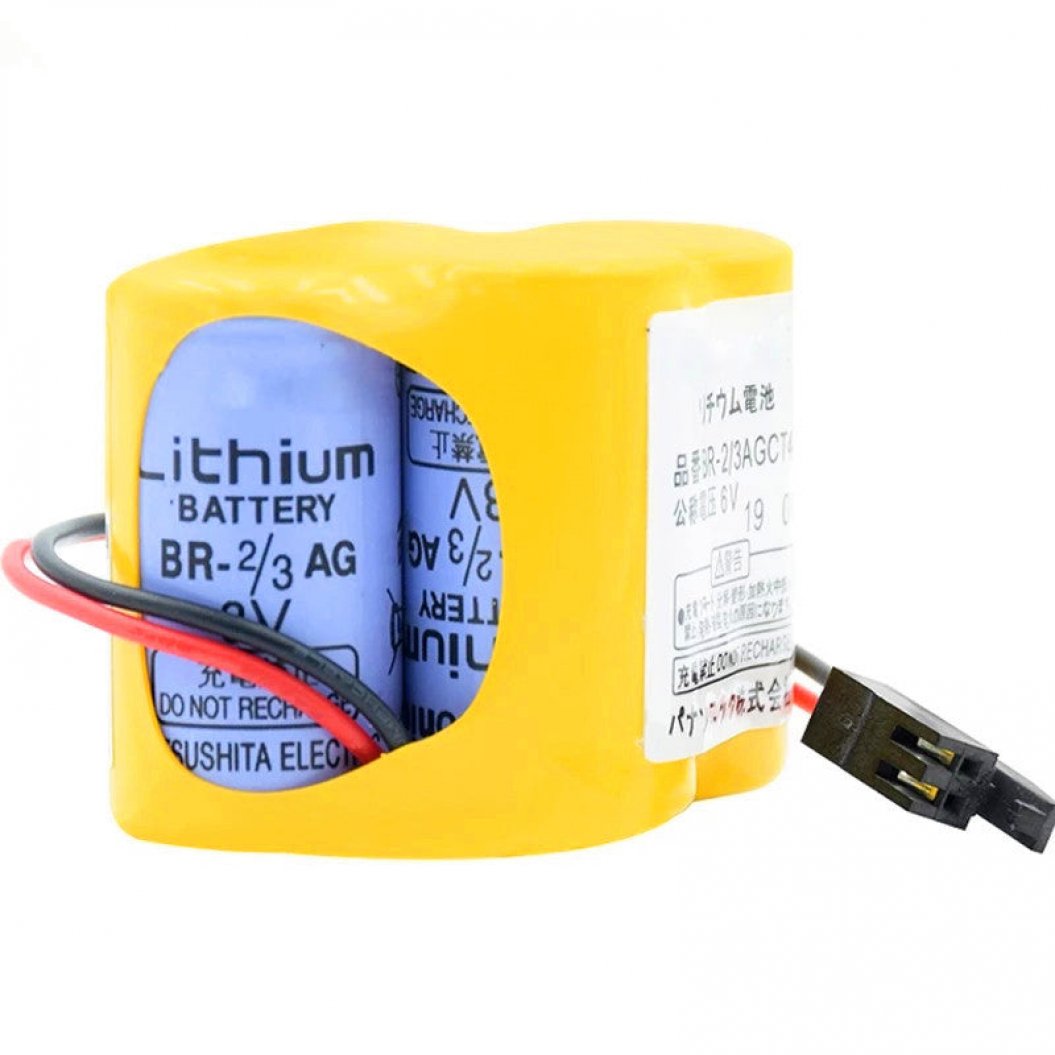 6V Li-Ion 4400mAh Spare Battery, Suitable for FANUC BR-2, 3AGCT4A PLC CNC 2-wire Connector