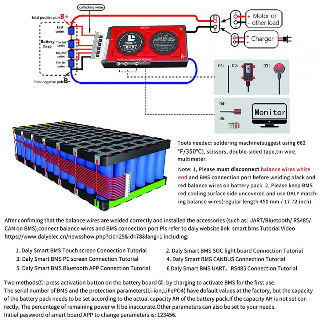 Batería de ion de litio Daly Smart Bms de 7 s, 24 V, 150 A y Bluetooth 2095212