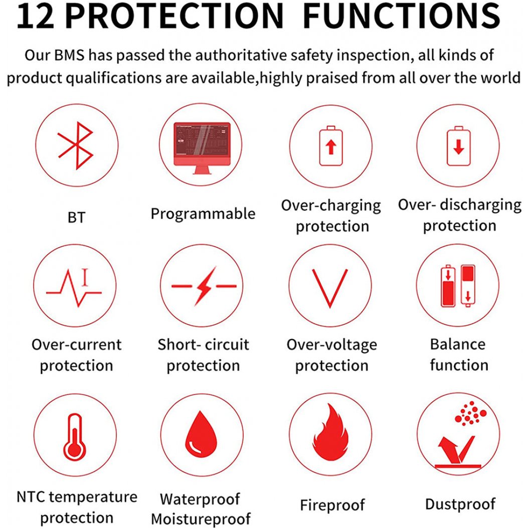 Daly Smart Bms Li-ion 7S 24V 100A Bluetooth avec ventilateur 3365184