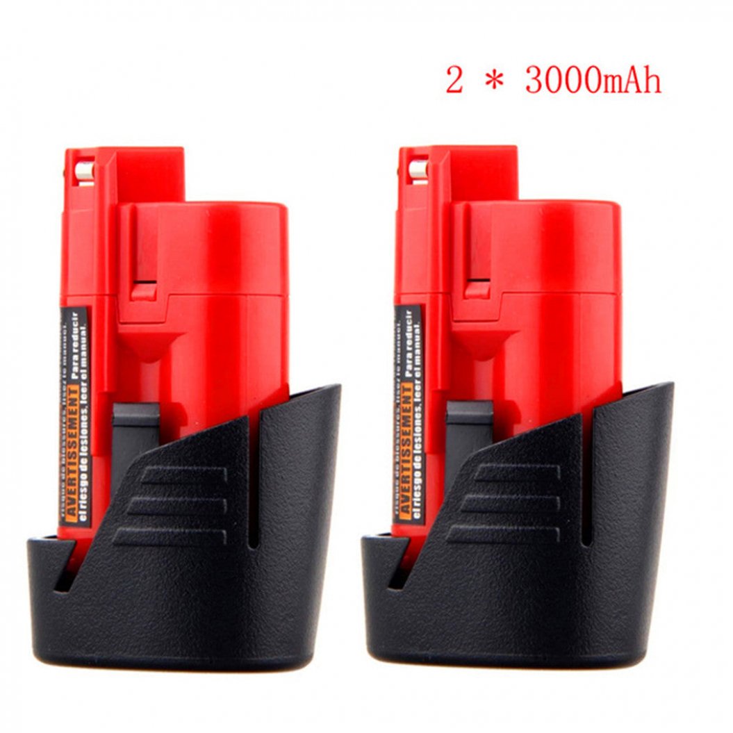 2x Batteries Li-Ion 12V 3000mAh pour Milwaukee M12 48-11-2401, 48-11-2402, 48-11-2420, 48-11-2430