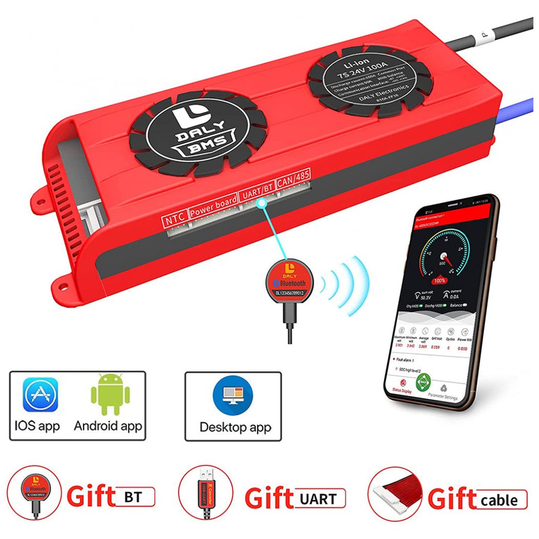 Daly Smart Bms Li-ion 7S 24V 100A Bluetooth avec ventilateur 3365184