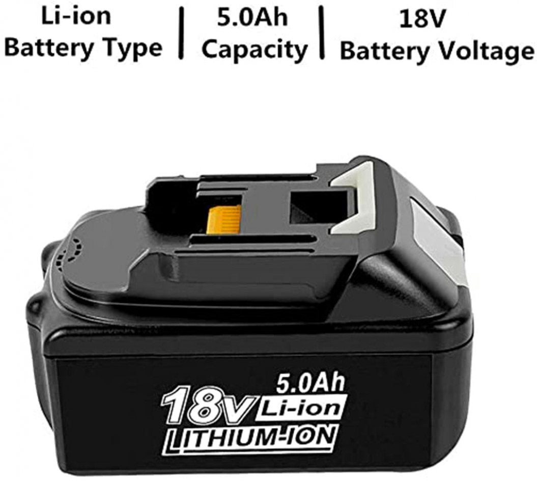 Batterie de rechange lithium-ion 18 V 5,0 Ah pour Makita BL1860, BL1850B, BL1850