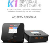 K1 Lipo ISDT Battery Charger AC 100W DC 250WX2 Charger Balance for Life Lilon LiPo 1-6S LiHv Pb NiMH RC Battery