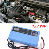 Charger 110V / 220V To 12V 24V 10A Charging for Wet/Dry Lead Acid Digital LCD Display