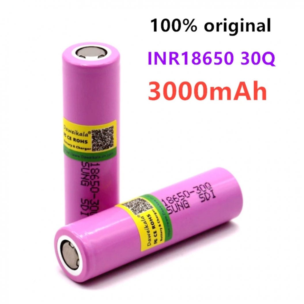 3.7V 3000mAh INR18650 30Q Li-ionバッテリー 15A放電 充電式バッテリー 懐中電灯用