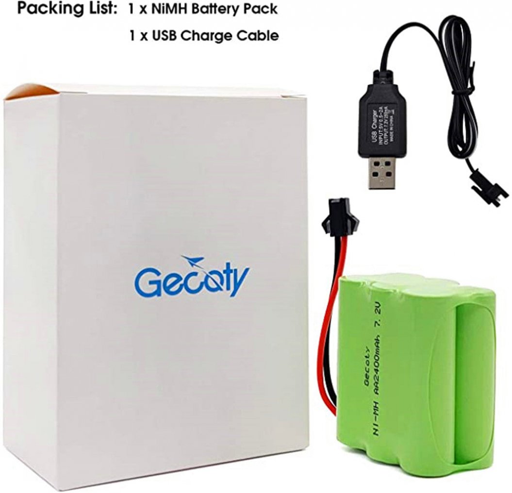 4.8V 250mA USB Charger Cable For Ni-Cd/Ni-MH Batteries - Toy Car Battery Charger With 2-Pin Plug