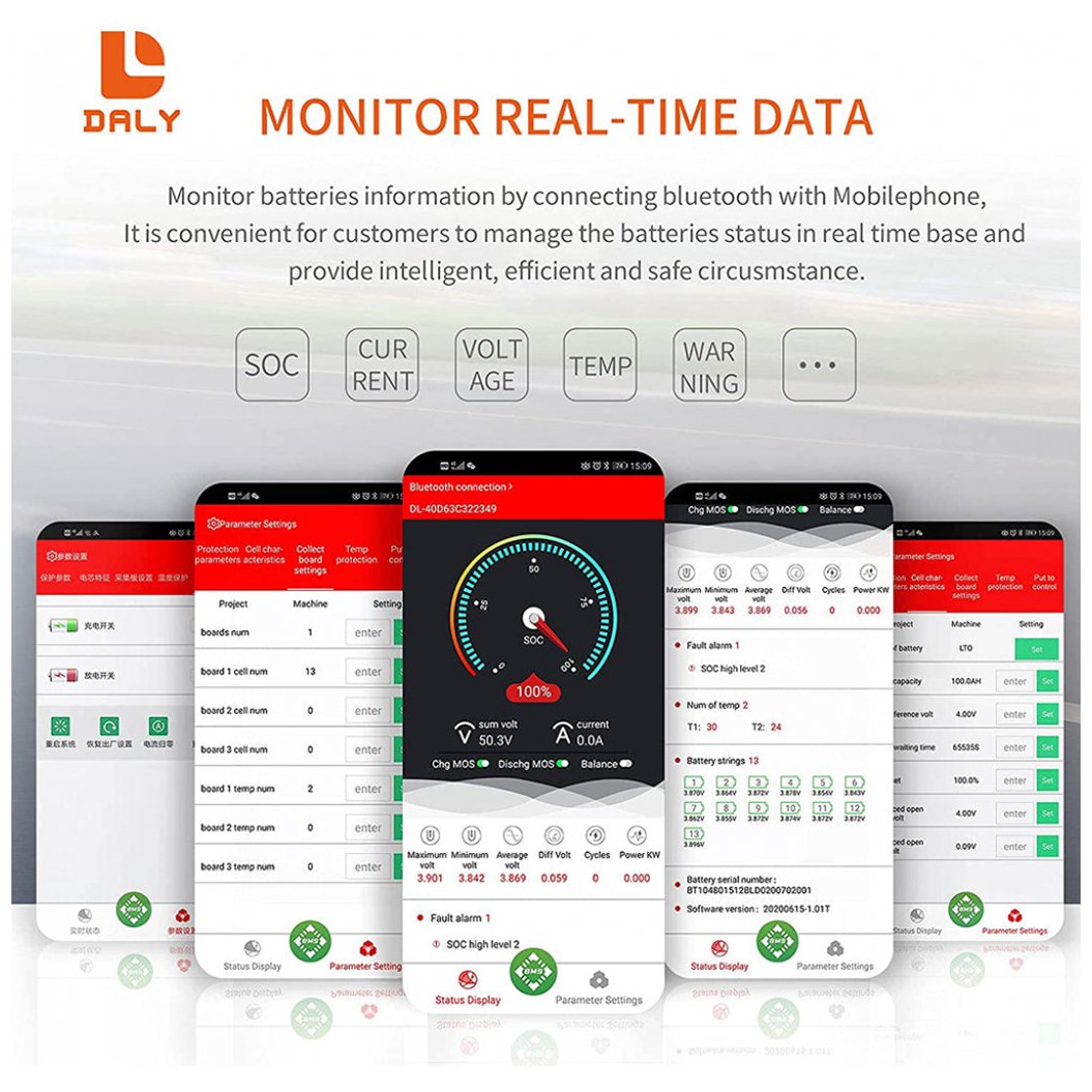 Daly Smart Bms Li-ion 7S 24V 100A Bluetooth avec ventilateur 3365184