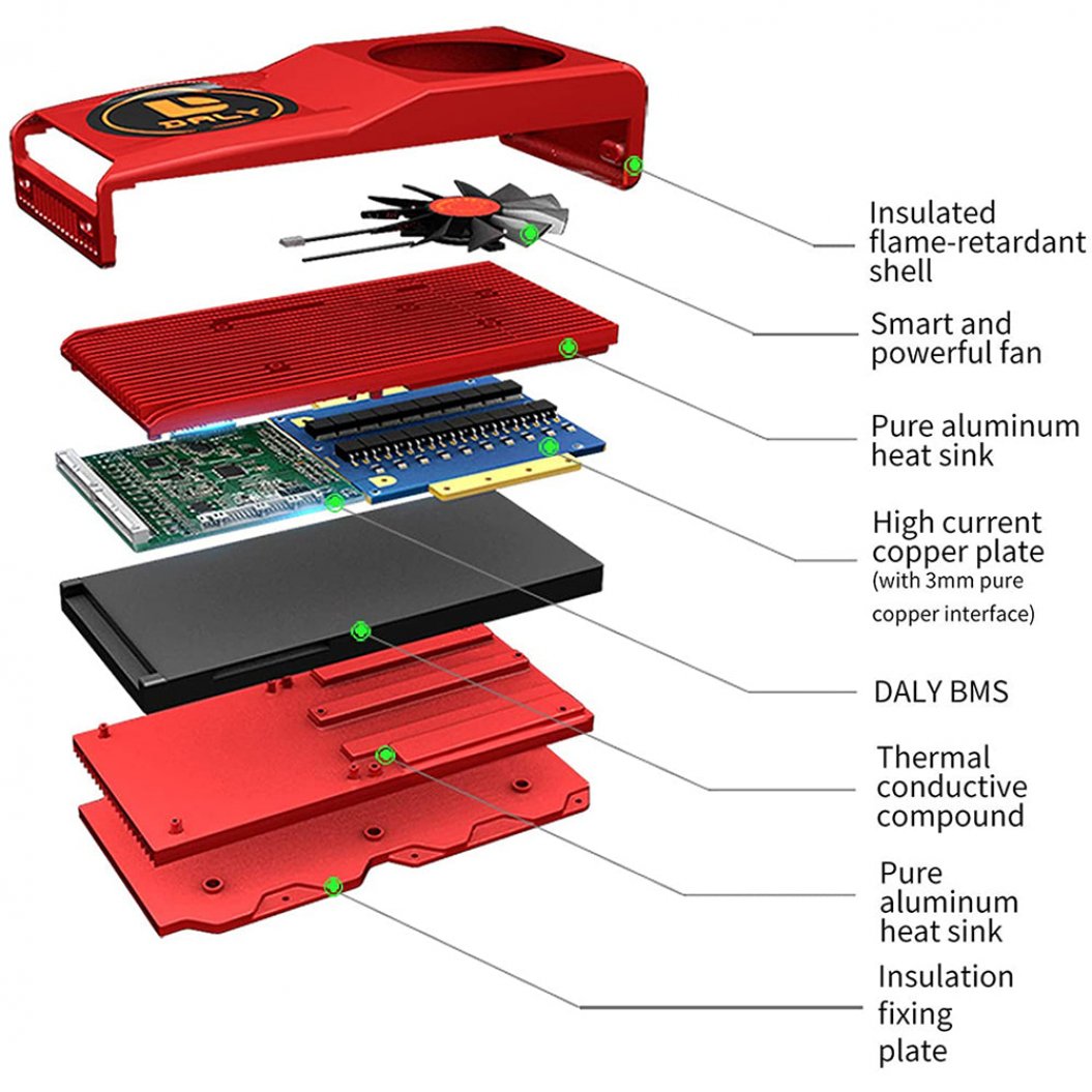 Daly Smart Bms Lifepo4 12S 36V 400A with Fan Bluetooth 52 130 257 ...