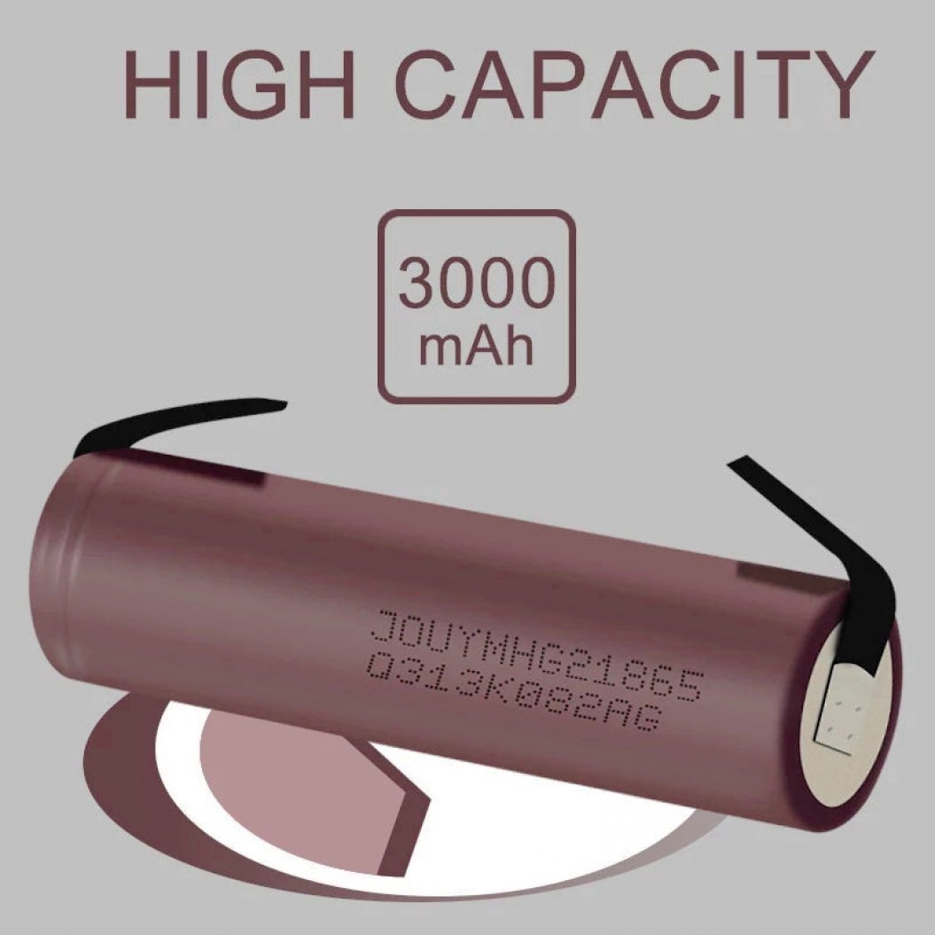 Batería HG2 18650 de 3,7 V, 3000 mAh, 20 A, original, alta descarga, tira de níquel mia