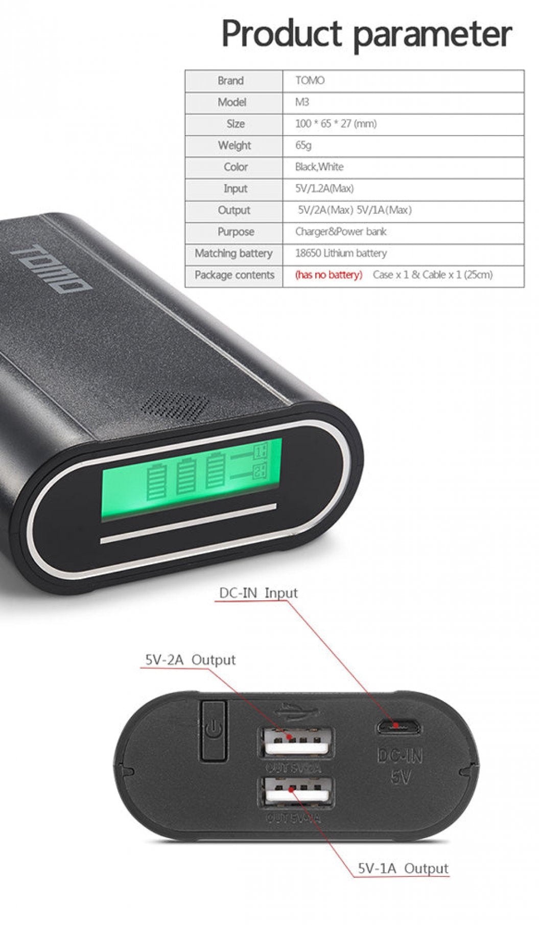 Carregador de Bateria 18650 para Celular - Caixa Portátil DIY Power Bank com Bateria Li-ion 18650