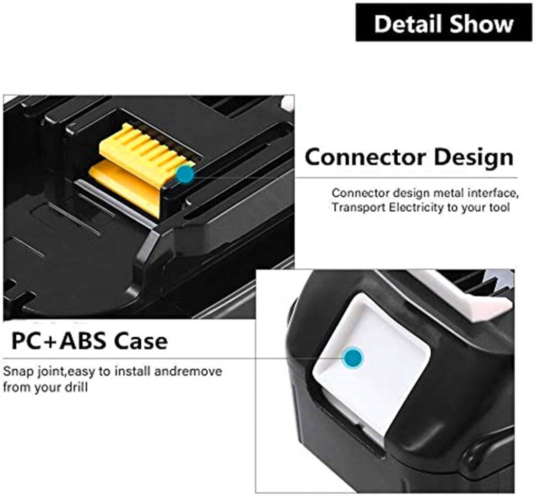 Batterie de rechange lithium-ion 18 V 5,0 Ah pour Makita BL1860, BL1850B, BL1850