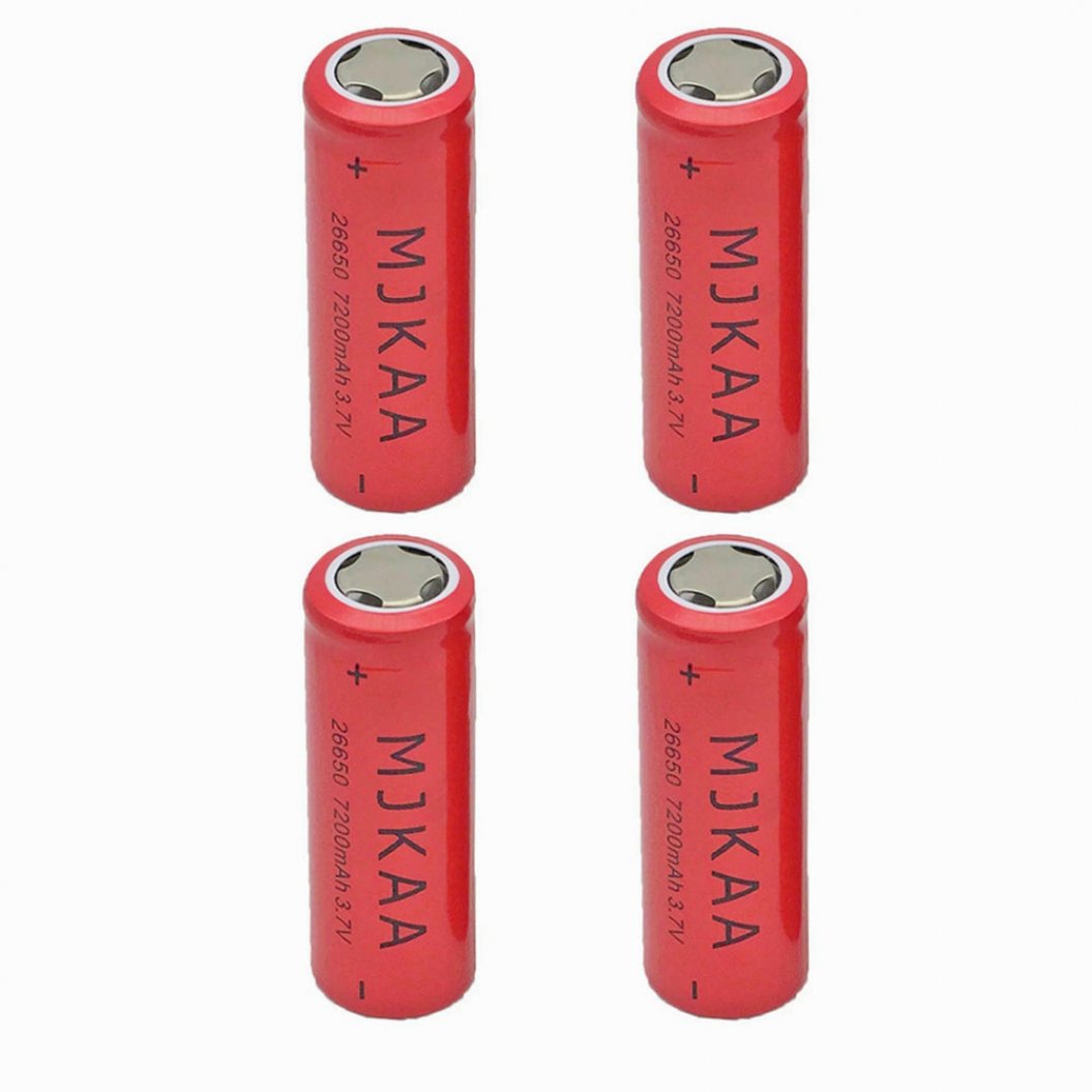4PCS 26650 Large Capacity Battery 7200mAh 3.7V Lithium Ion Battery for Flashlight Brand New