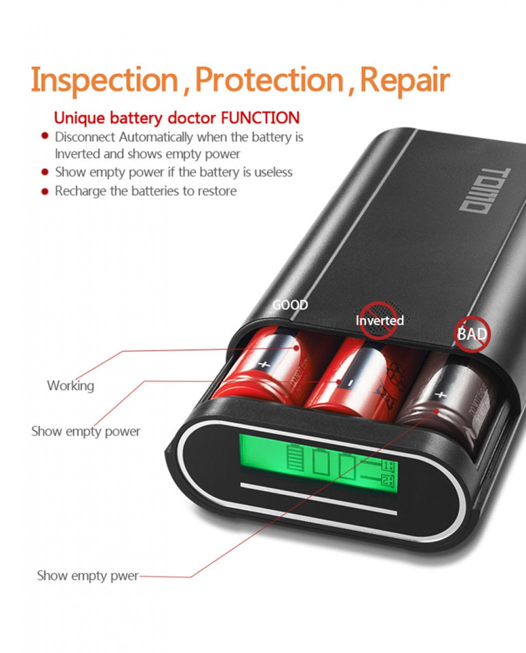 Carregador de Bateria 18650 para Celular - Caixa Portátil DIY Power Bank com Bateria Li-ion 18650