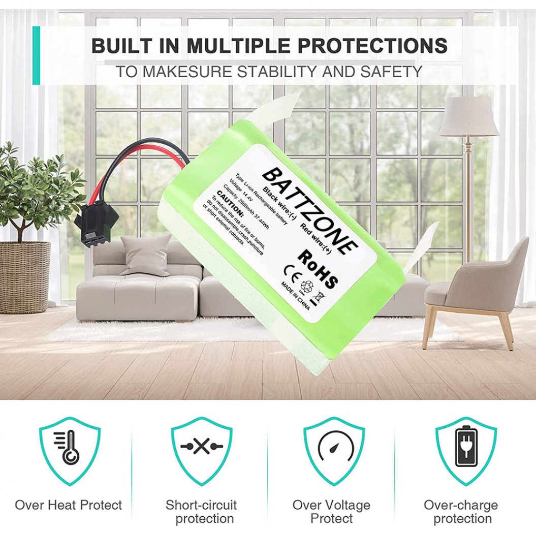 Batterie de remplacement Li-Ion 14,4 V 2600 mAh pour Tesvor Tesworth X500