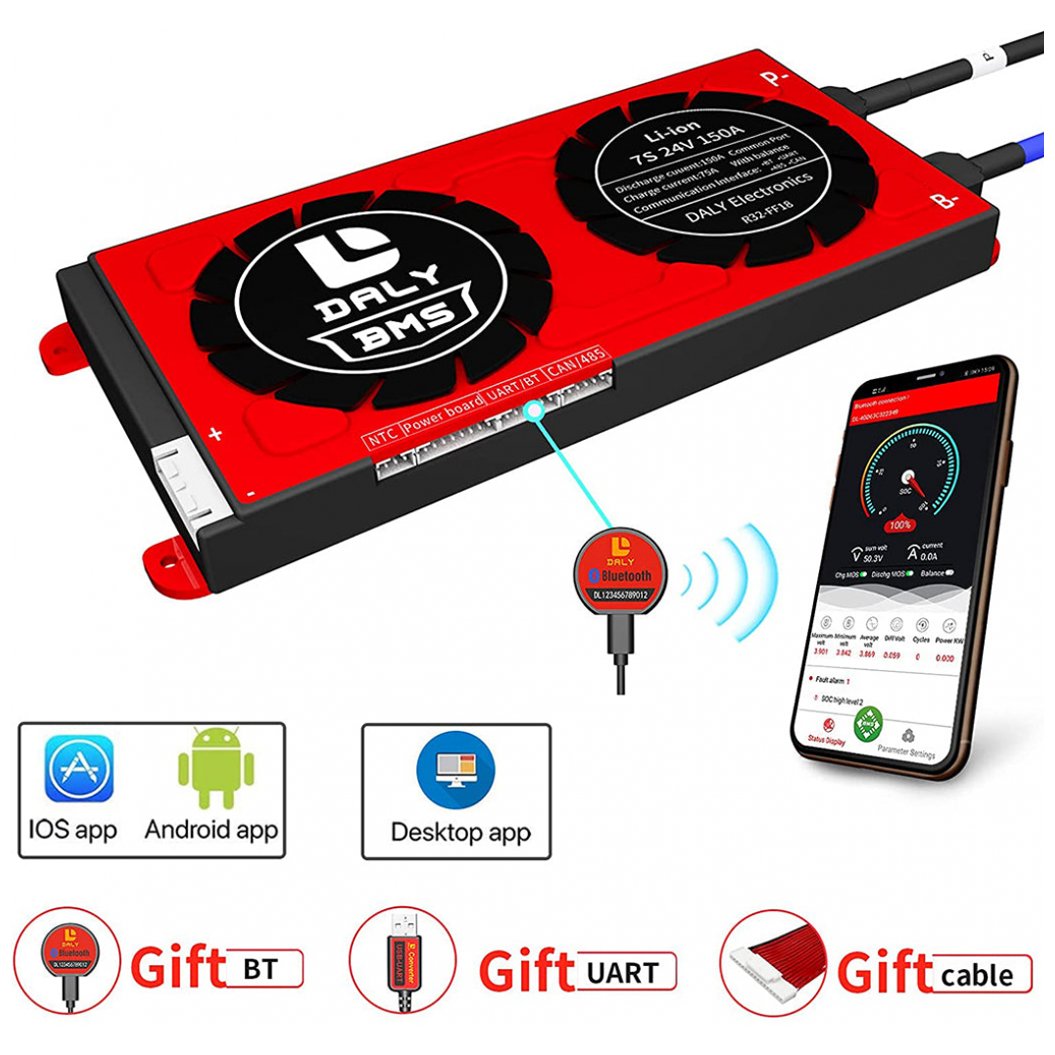 Batería de ion de litio Daly Smart Bms de 7 s, 24 V, 150 A y Bluetooth 2095212