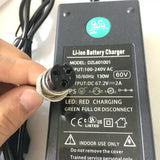 Li-ion Charger 67.2V 2A for Wheelbarrow Electric Scooter Skateboard 60V with XLR 3-pin 12mm DC