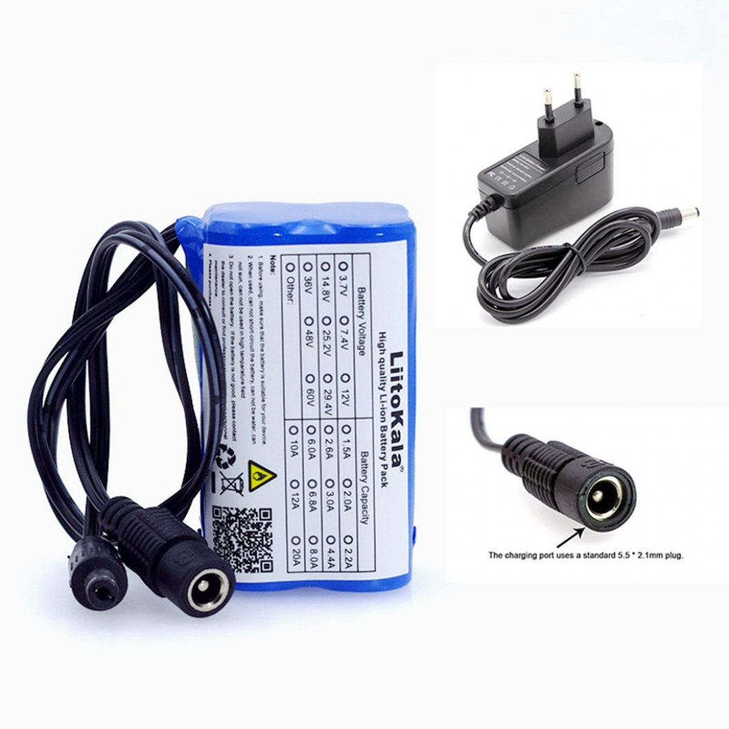 2S2P 7.4V 5200mAh 18650 保護付きリチウムイオンバッテリー 自転車用ライト・ヘッドランプ用 バッテリーパック DCおよび充電器付き