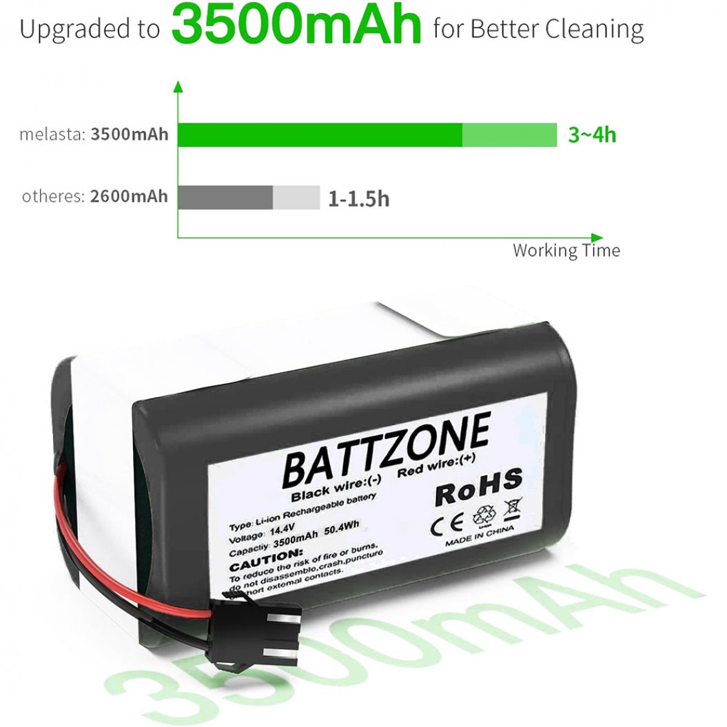 14.4 V 3500mAh Li-Ion Replacement Battery For Shark ION Robot RV700, RV720, RV750, RV755 Etc. (Voltage, Size, Plug Can Be Customized)
